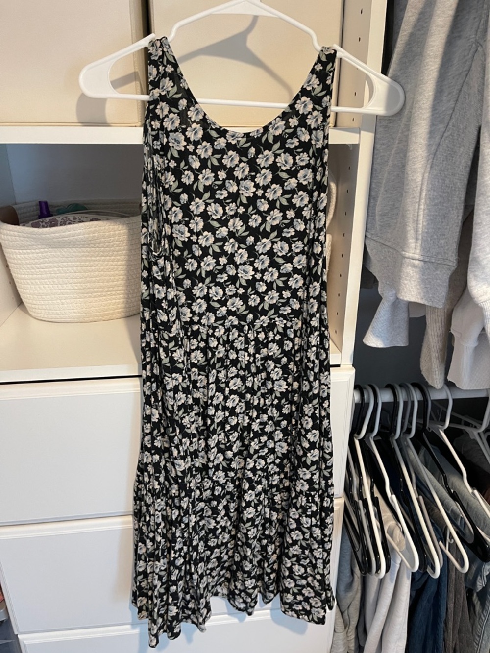American Eagle Outfitters Black & White Floral Midi Dress